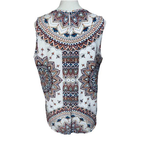 Women's Verse Top Blouse Sz L Sleeveless Lightweight Boho Aztec Print Pullover - Picture 4 of 12